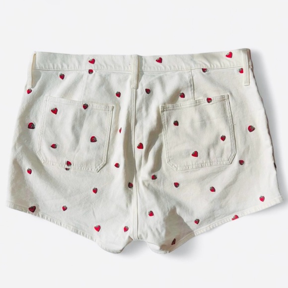 J. Crew Women's Jean Shorts with Red Embroidered Strawberries - Picture 4 of 4